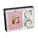 Baby Keepsake - Photo Frame, First Tooth & Curl Set Pink Feet