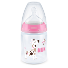NUK Temperature Control Bottle Silicone Teat (0-6 Months) - 150ml Pink/White