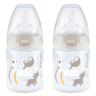 NUK First Choice Temperature Control Bottle with Silicone Teat 150ml (0-6 Months) - Twin Pack 