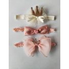 3Pk Pink/Gold Headband Set