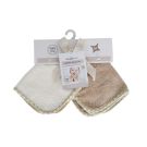Organic Cotton Washcloths – Beige / Blue Embroidery