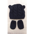 Babies R Us - Fleece Lined Black Knitted Bootie & Beanie Set