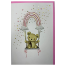 Greetings Card - Pink Rainbow Teddy Bear Card