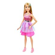 Large Barbie Doll with Blond Hair, 28 Inches Tall, Shimmery Pink Dress with Necklace and Hair Clip Accessories
