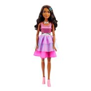 Large Barbie Doll with Black Hair, 28 Inches Tall, Shimmery Pink Dress with Necklace and Hair Clip Accessories