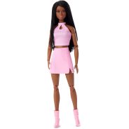 ​Barbie Looks Doll, Collectible No. 21 with Black Braids and Modern Y2K Fashion, Pink Halter Top and Faux-Leather Skirt with Ankle Boots
