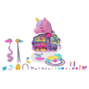 Polly Pocket Rainbow Unicorn Salon Playset With 2 Micro Dolls, Styling Head And 20+ Accessories