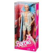 ​Barbie The Movie Ken Doll Wearing Pastel Pink and Green Striped Beach Matching Set with Surfboard and White Sneakers