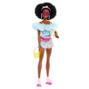 ​Barbie Doll With Roller Skates, Trendy Clothes With Storytelling Accessories And Pet Puppy, Natural Hairstyle