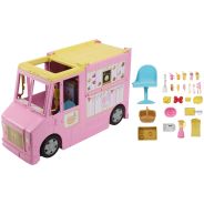 ​Barbie Lemonade Truck Playset with 25 Pieces, Prep and Dining Areas, colourful Food and Drink Accessories