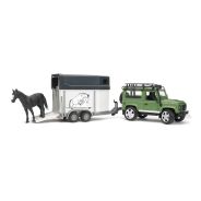 Land Rover Defender Station Wagon With Trailer & Horse