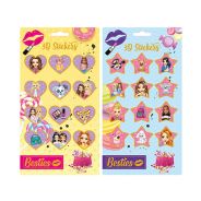 Besties 3D Stickers With Glitters 2 Assorted