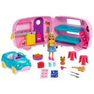 Club Chelsea Camper Playset with Doll, Puppy, Car, Transforming Camper and Accessories