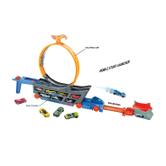 ​Hot Wheels Stunt n Go Transporter Truck, Mobile Play Set Large with Loop Collapsible Launcher